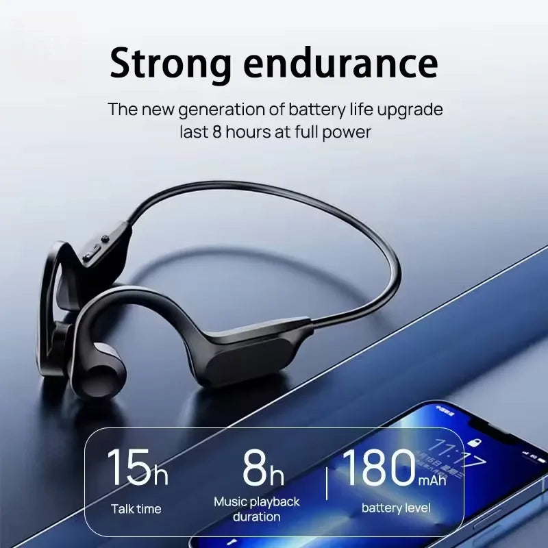 Lenovo Hot Real Bone Conduction Sport-Kopfhörer Kabelloser Kopfhörer Bluetooth-kompatibles Headset Freisprechfunktion mit Mikrofon zum Laufen