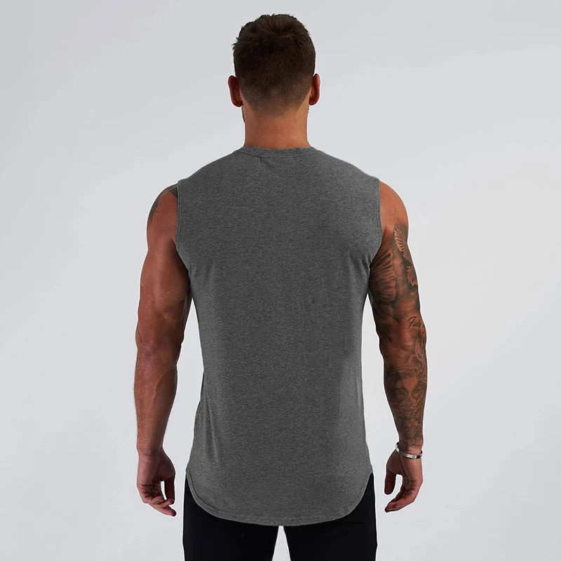 Sommer Baumwolle atmungsaktive V-Ausschnitt Tank Tops Fitnessstudio Workout Laufen Sport Ärmelloses Shirt Herren Fitness Bodybuilding Muskelbekleidung