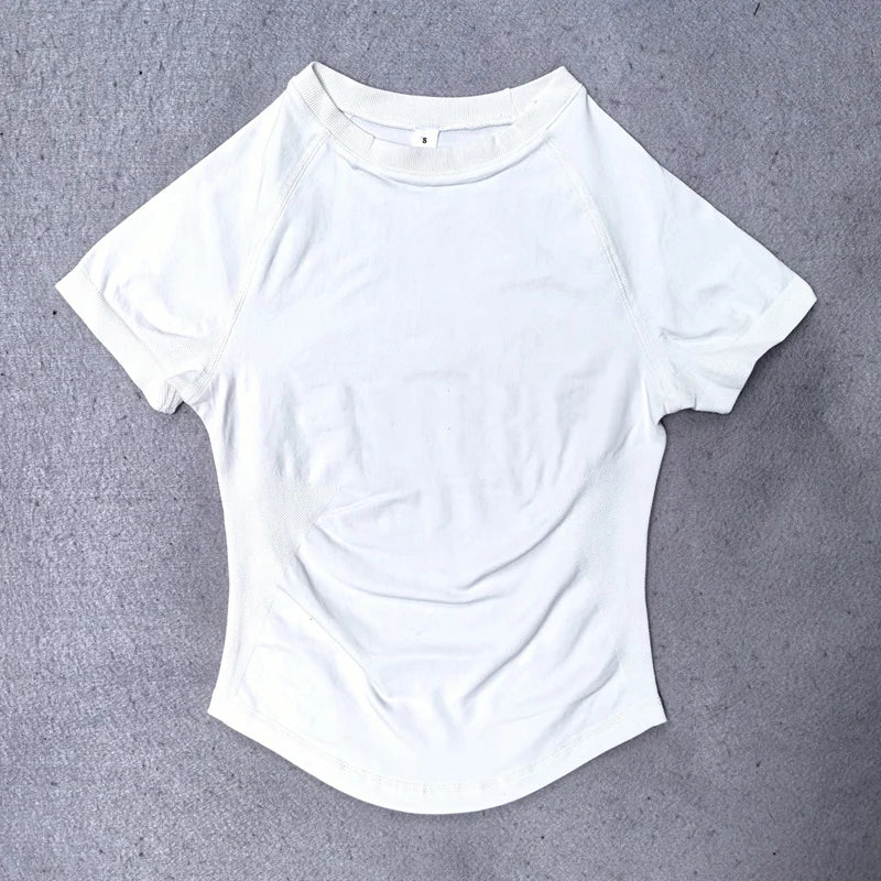 Nahtloses Yoga-Top für Damen Kurzarm Gym Crop Top Leichtgewichtige Yoga-Shirts Fitness-Gym-Shirts Elastische Sport-Shirts