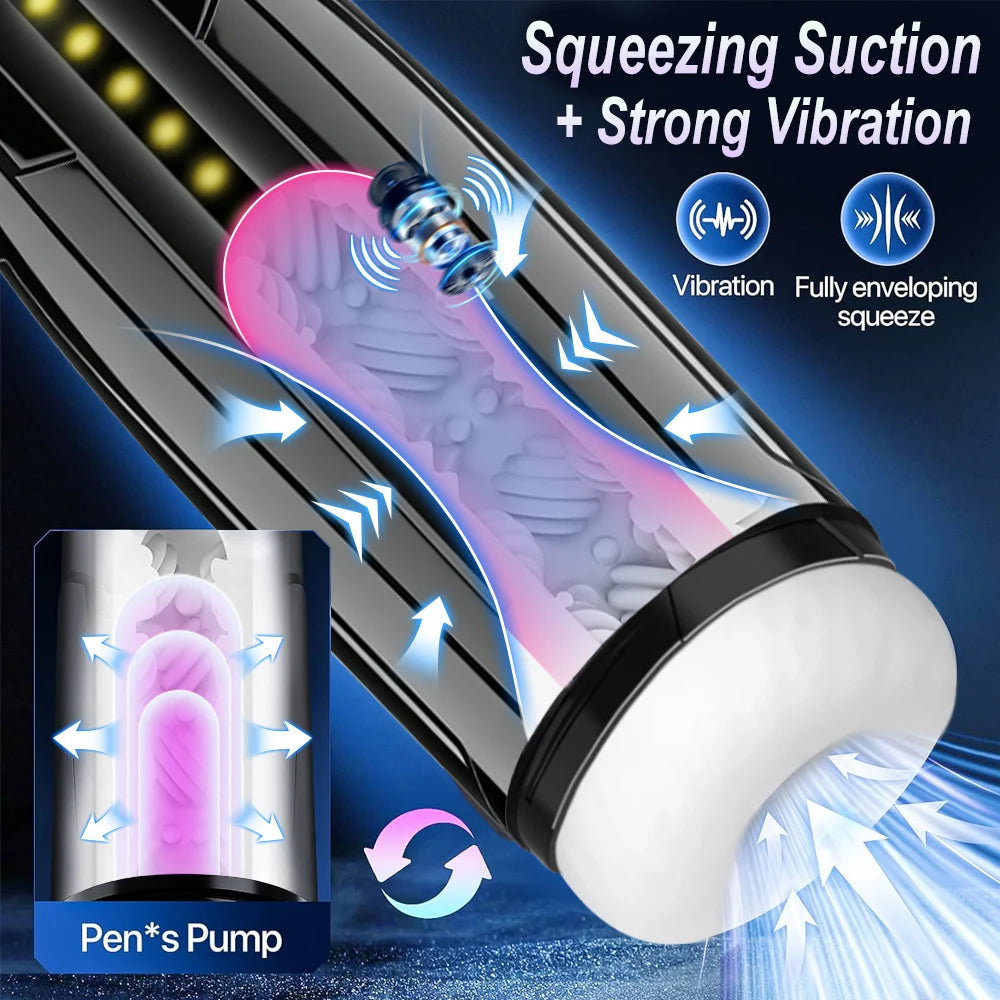Elektrischer Teleskop-Saugvibrator mit 10 Frequenzen, Masturbator zur Desensibilisierung des männlichen Penis, Erwachsenenprodukte