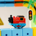 Magnetische elektrische Eisenbahnlokomotive Holzschiene Slot Diecast Eisenbahn mit zwei Waggons Holzzug Kinderspielzeug Biro Schiene