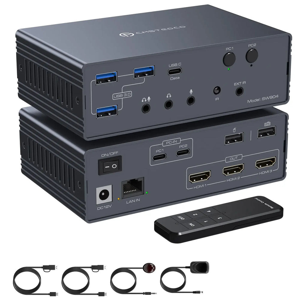 USB C Dockingstation HDMI KVM Switch 2/3/4 PCs 3 Monitore 4K@60Hz Thunderbolt 4 für 3 Monitore 2/3/4 Laptops mit DisplayLink