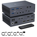 USB C Dockingstation HDMI KVM Switch 2/3/4 PCs 3 Monitore 4K@60Hz Thunderbolt 4 für 3 Monitore 2/3/4 Laptops mit DisplayLink