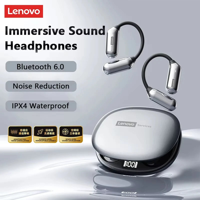 Lenovo LE503 OWS Kabellose Ohrhörer Bluetooth V6.0 Open-Ear Kopfhörer ENC Geräuschunterdrückung Earbuds Wasserdicht Lange Akkulaufzeit