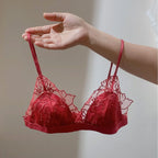 BANERDANNI Pure Desire Victoria Französische Spitzenbestickte Dessous Frauen dünne Cups Triangel-BH Set Bequem ohne Bügel