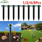 4/8X Solar-Vertreiber Solarbetrieben Ultraschall Sonic Maus Maulwurf Schädlings Nagetier Abwehr Vibrationswelle Garten Rasen Bauernhof Feld Außenbereich