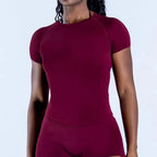 Nahtloses Yoga-Top für Damen Kurzarm Gym Crop Top Leichtgewichtige Yoga-Shirts Fitness-Gym-Shirts Elastische Sport-Shirts