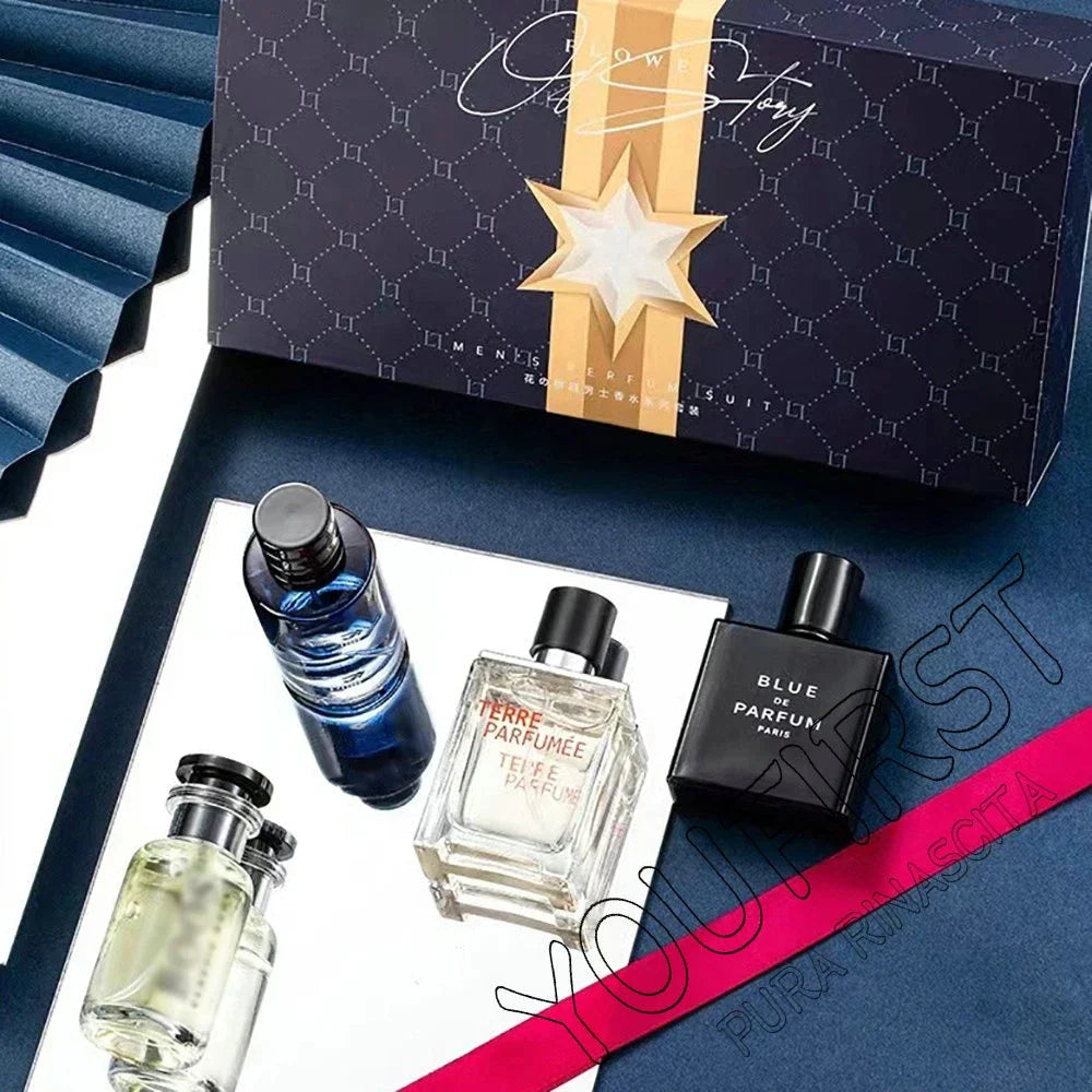 Luxusmarkenparfüm Herren Köln 100ml Parfums Homme Geschenkbox 4-teiliges Set Parfums Masculinos Natürlicher blumiger fruchtiger Duft Spray