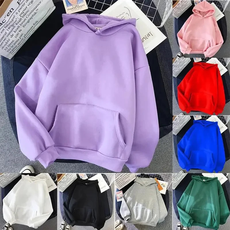 2024Autumn Casual Women's Solid Hoodie Comfortable Strecth Sweatshirts Loose Pocket Warm Clothes Fashion Street Female Pullovers Hauptbild