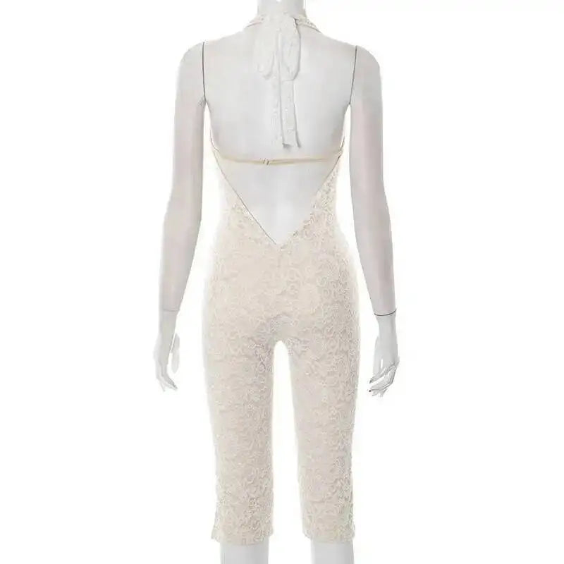Avrilyaan Spitze Sieben-Punkte-Hose Bodycon Sexy Party Tiefer V-Ausschnitt Playsuits Damen Strampler Damen Jumpsuit 2025 Sommer Overalls