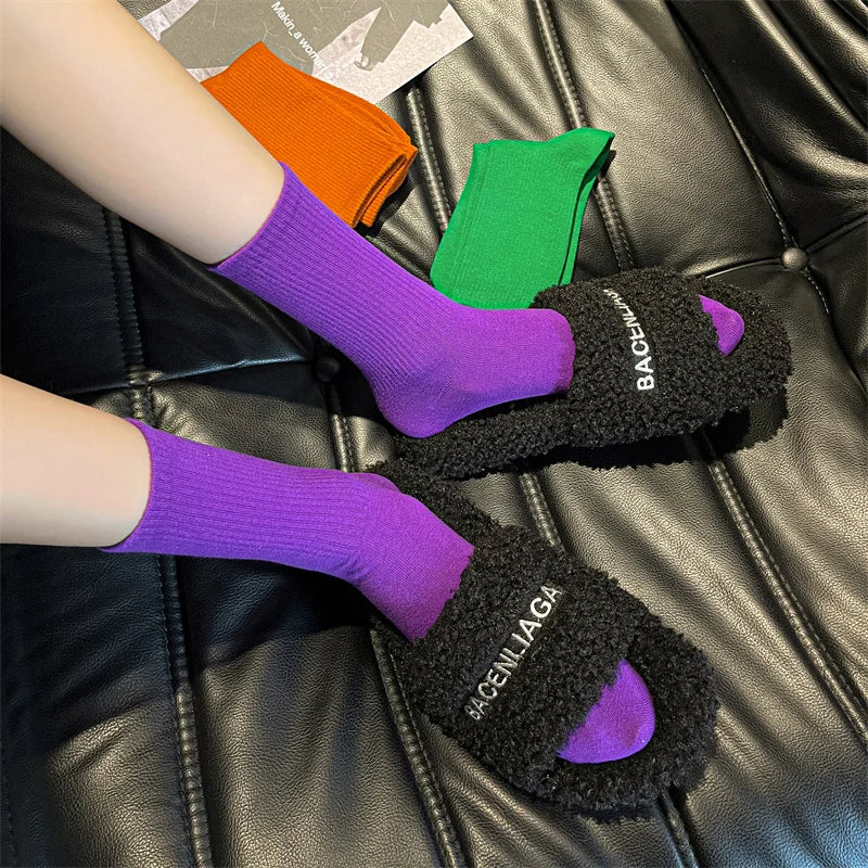 33 Farben Sommer Baumwolle Weiche Socken Fröhlich Bunte Damen Mid-Tube Strümpfe Modetrend Rot Grün Knöchelsocken Herbst Strumpfwaren