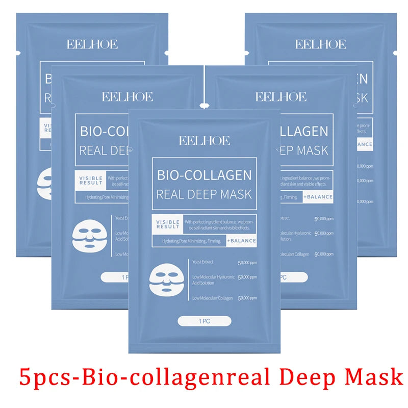 1/3/5/10pcs Bio-Collagen Real Deep Mask Soluble Collagen Sheet Mask Hydrolyzed Collagen Moisturizing Face Mask Skin Care Product