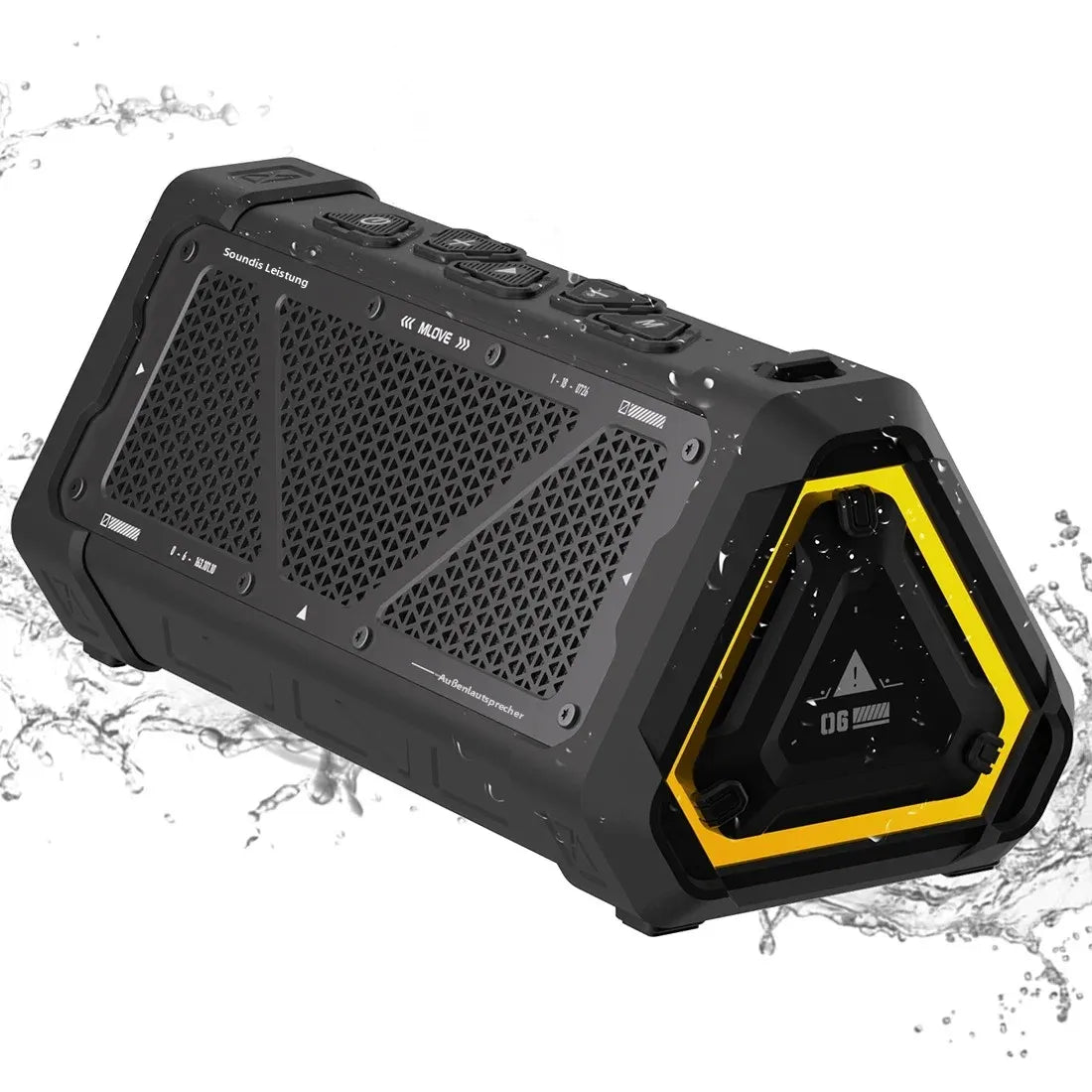 MLOVE P3 Outdoor-Bluetooth-Lautsprecher, 40W Ausgangsleistung Bluetooth 5.3 Lautsprecher, Stereo Sound IPX7 Wasserdicht, Micro SD-Karte, RGB-Licht