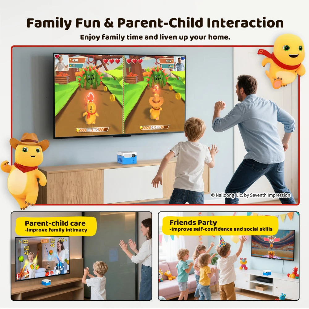 KINHANK MotionX Aktives Spielsystem für Kinder & Familien Videospielkonsole für fortlaufende Updates Kinderspielzeug für körperliche Aktivität im Innenbereich