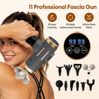 11-IN-1 Elektrisches Massagegerät, 99 Stufen, leistungsstarke Faszienpistole, Hochfrequenz-Vibrations-Körpermassagegerät für Arme, Beine, Muskeln, Masajeador