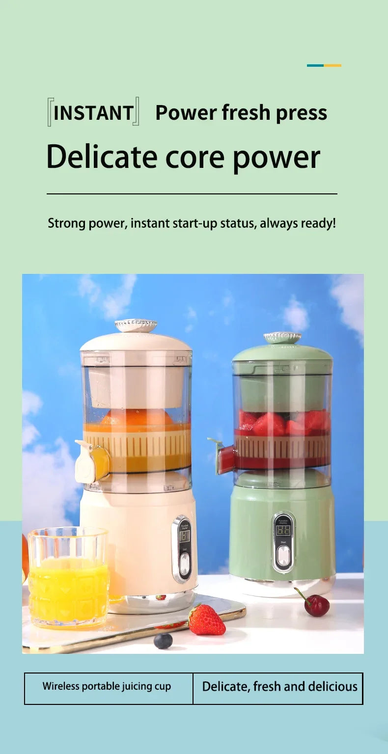 Elektrische Orangenpresse Tragbarer Zitrusentsafter Fruchtsaftpresse Fruchtfleischabscheider Entsafter USB-Ladefunktion 600 ml Smoothie-Mixer