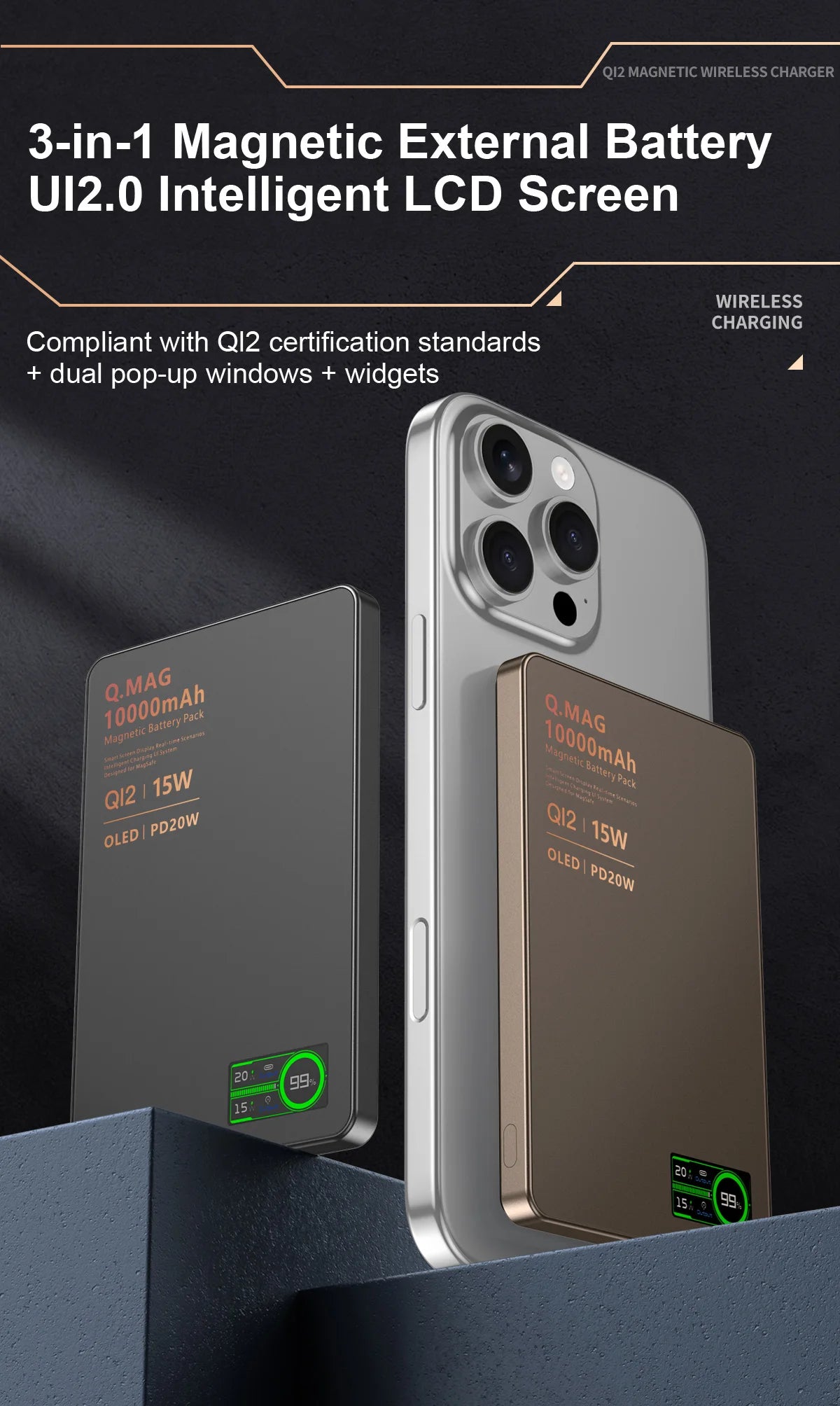 QI 2.1 Magnetische Powerbank Kabelloses Schnellladen Tragbarer externer Ersatzakku für iPhone 12-17 Pro Watch Airpods 5000/10000mAh
