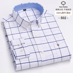 100 % Baumwolle Oxford Herrenhemden Langarm Kariert Weich Regular Fit Festliches Hemd Tasche Sozial Bluse Herrenkleidung S-7XL