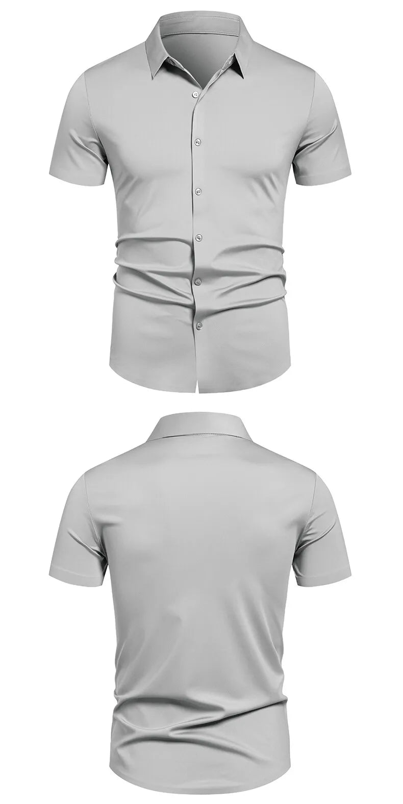 Herren Stretch Hemd Bügelfreie Hemden Regular Fit Kurzarm Stretch Business Casual Button-Down Hemden