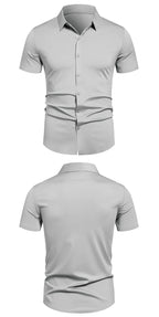 Herren Stretch Hemd Bügelfreie Hemden Regular Fit Kurzarm Stretch Business Casual Button-Down Hemden