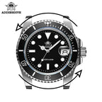 ADDIESDIVE Herren-Uhr klassisch mit Keramiklünette 200m wasserdicht Freizeit Quarz-Uhr BGW9 Blaue Leuchtzeiger Geschenk-Uhr MY-H3-2