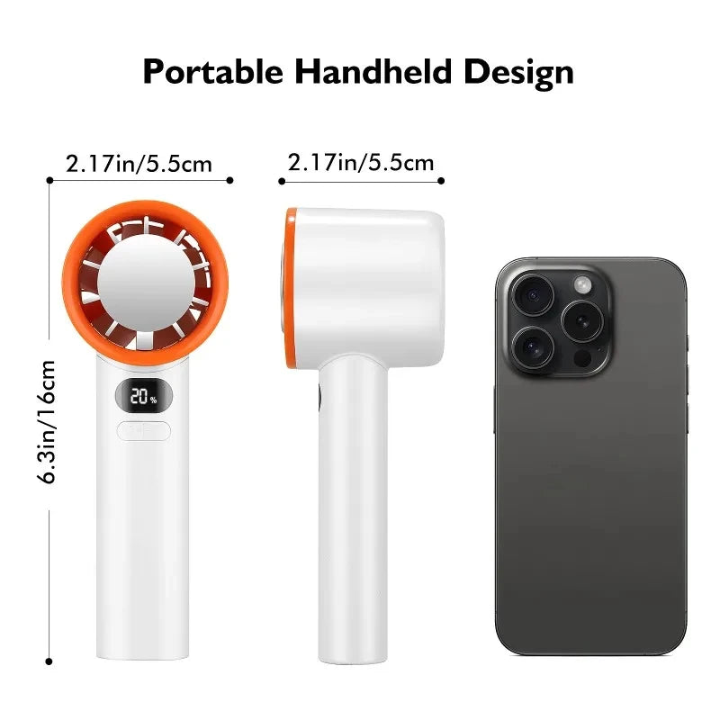 3000 mAh Handheld Mini-Ventilator Elektrischer Handventilator Eiskompresse Hochgeschwindigkeitskühlung USB wiederaufladbar Tragbares LED-Digitaldisplay