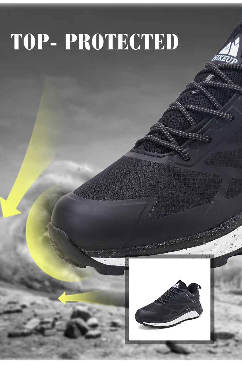 HIKEUP Outdoor Men's Sneakers Women Breathable Trail Running Shoes Hiking Shoes Trail Male Comfort Trekking Running Sneakers
