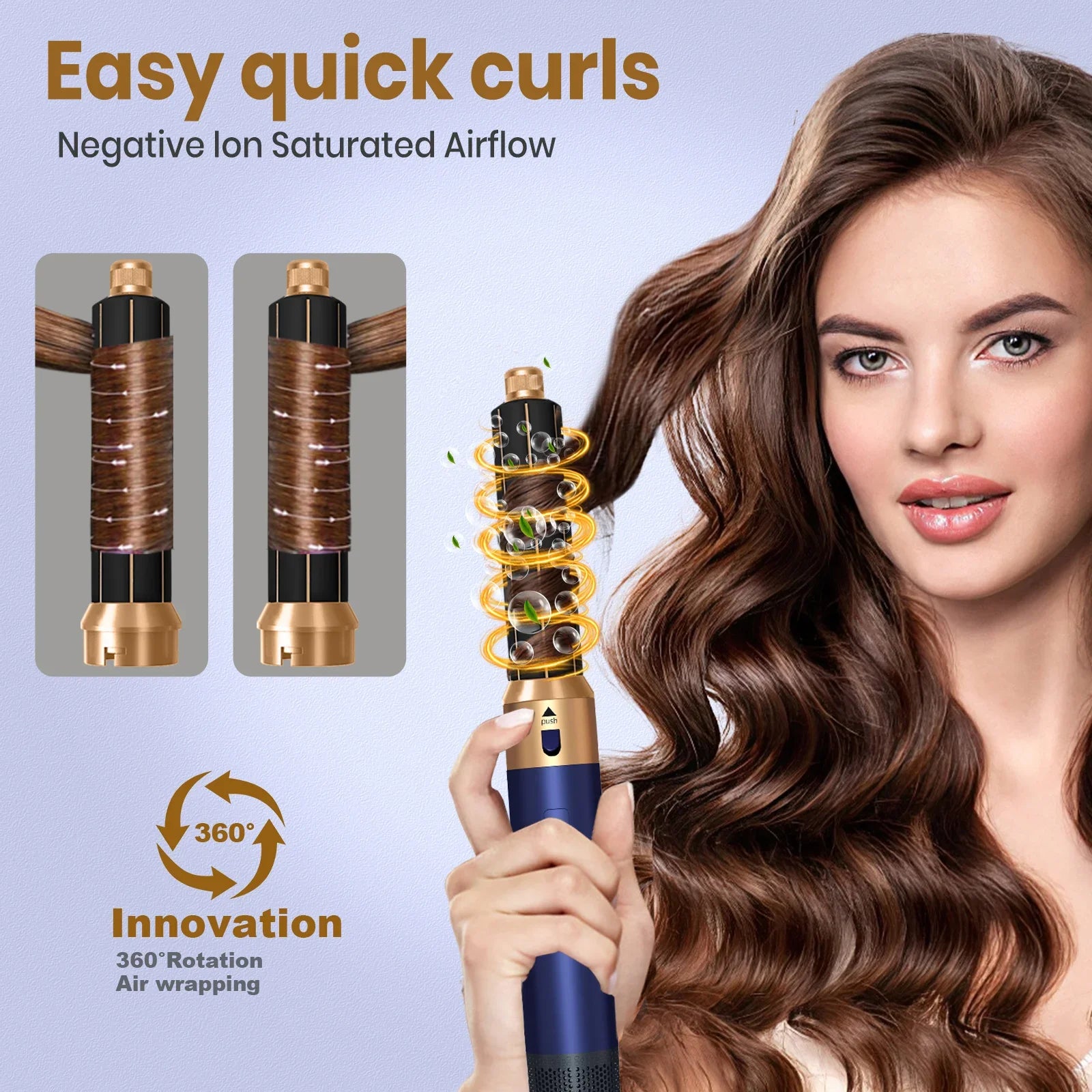 6-in-1 Haartrocknerbürste Heißkamm-Set Professioneller Lockenstab Haarglätter Styling-Tool Luft-Styling Haartrockner Haushaltsgerät