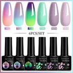 LILYCUTE 7ML 6PCS Neon Gel Nagellack Set fluoreszierend Farbwechsel Semi Permanent Soak Off Maniküre-Kit Nail Art Gel