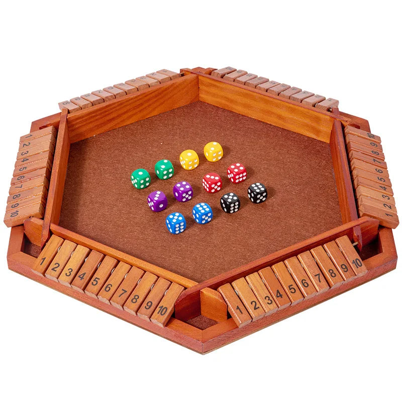 Sechsseitiges Flipping-Spiel, Holz-Zahlenspiel, Shut-The-Box-Würfelspiel - Eltern-Kind-Brettspiel, Bar-Party, Freizeit-Glücksspiel