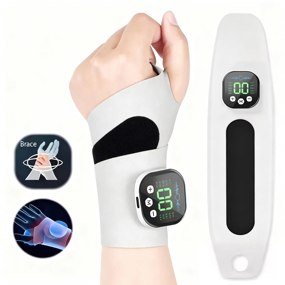 EMS Elektrisches kabelloses Handgelenk-Massagegerät 10 Modi Vibrationsmassage Linderung von Handmuskelermüdung USB wiederaufladbare Handgelenksbandage