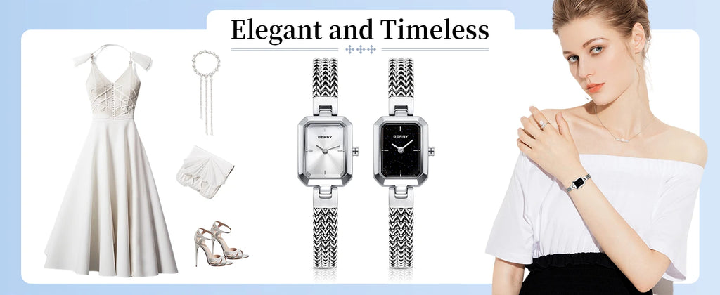 BERNY Square Women Wristwatch Luxury Fashion Quartz watches Minimalist Rectangle Mini Dial Stainless Steel Jewelry Women's Watch