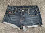 Sommer koreanische sexy tiefe Taille Damen-Jeans-Shorts amerikanische Lady Y2K elastische, schmal geschnittene Hot Pants Damen-Stickerei-Wickeljeans
