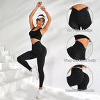 Damen Sport Leggings V-Bund Elastische Pfirsich-Po-Fitnesshosen mit erhöhtem Po und hoher Taille Nahtlose Yoga-Hosen Eng