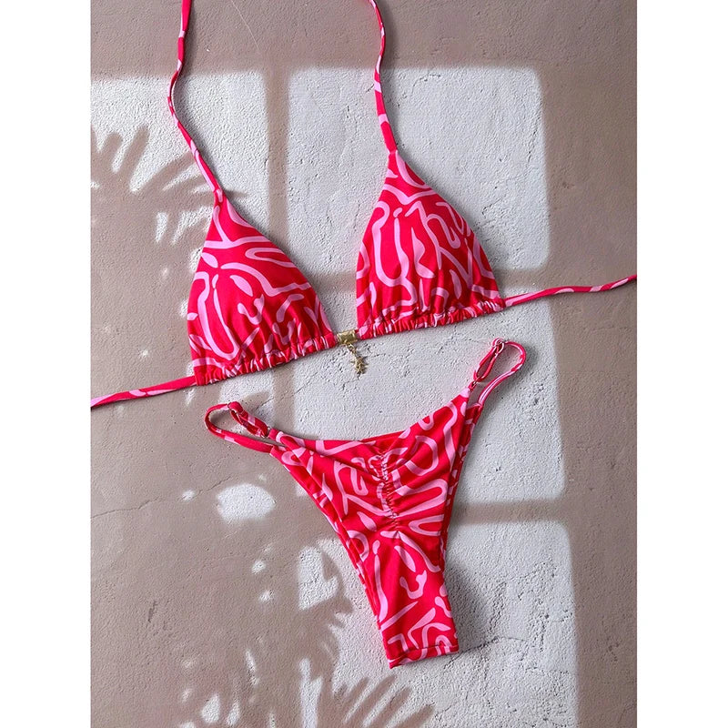 Micro Bikini Damen Badeanzug Zweiteiliger Badeanzug Damen Bademode 2026 Sexy Leopard Push Up Tanga Bikinis Sets Strandmode Sommer