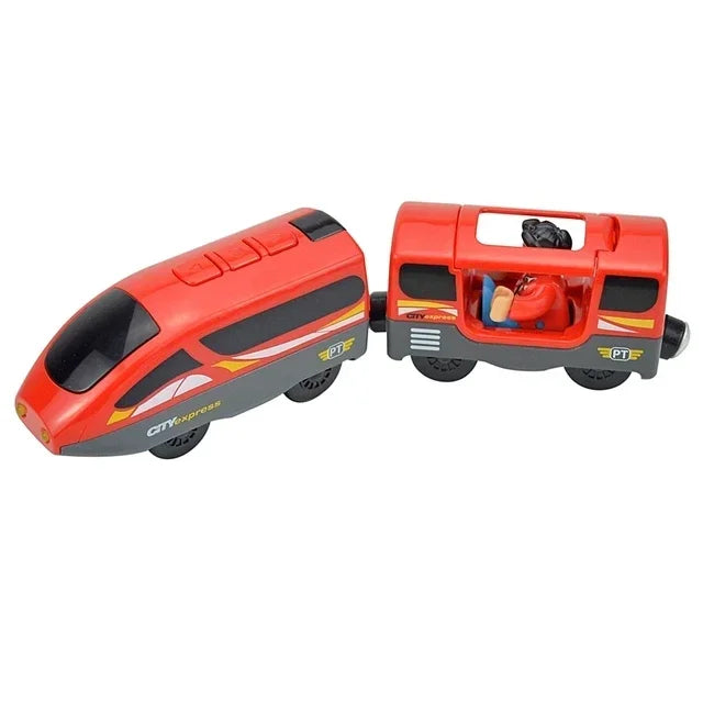 Holz-Lokomotive, magnetische elektrische Eisenbahn-Spielzeuge, passend für Biro-Holz-Druckguss-Schlitz-Eisenbahnstrecke, pädagogisches Spielzeug für Kinder