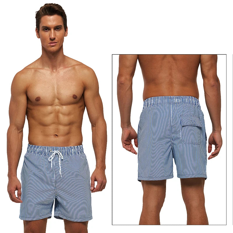 DATIFER Sommer Neue Mode Polyester Herren Shorts Strand Schnell Trocknend Bedruckte Badeshorts Übergröße Mesh-Futter Surf-Fitnessshorts Herren