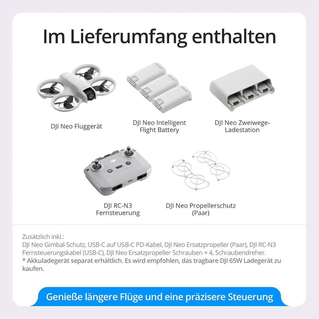 Globale Version DJI Neo Drohne Flugkamera Drohne/Combo 4K Stabilisiertes Video Tragbare Vollabdeckung Propellerschutz