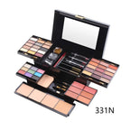 MISS ROSE 104 Farben Lidschatten Puderquaste Lipgloss Lippenstift Spiegel Make-up Haltbares Einfaches Make-up Multifunktions-Make-up-Set