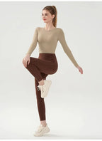 Fashion Sport Tops Pilates Laufen mit Brustpolster Fitness Langarm Enganliegende Schnelltrocknende Shirts Yoga Top Oberbekleidung