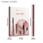 4tlg. Set Langanhaltendes Wasserdichtes Lippen-Make-up-Kit – Weicher, geschmeidiger cremiger Lippenstift & Lipgloss Lip Oil Set