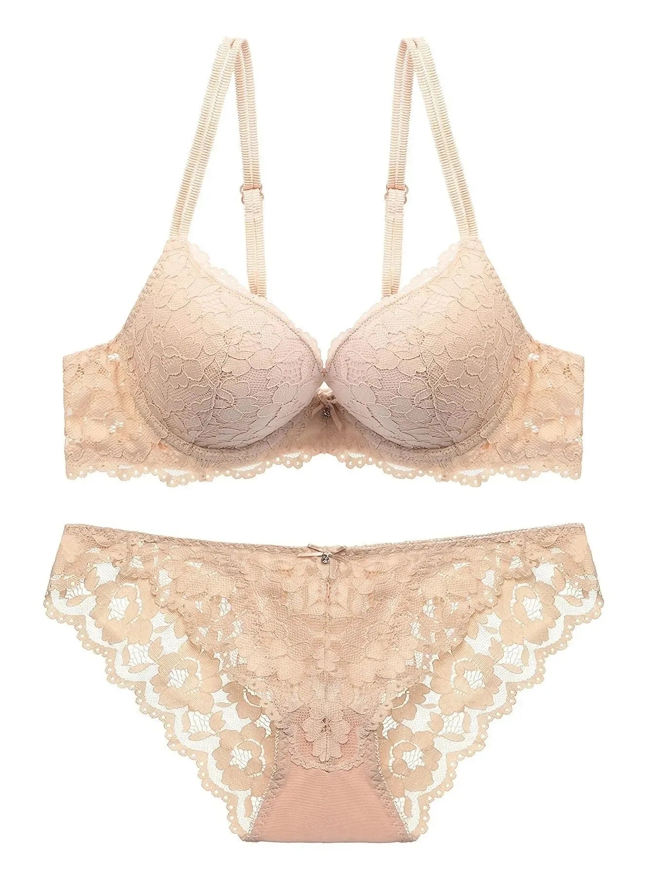 1 Set Elegantes Dessous-Set aus Spitze mit Stickerei und atmungsaktivem Stoff: Push-Up-BH, transparenter Schlüpfer mit tiefem Bund – das ultimative Valentinstagsgeschenk