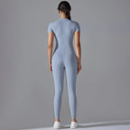 Ärmelloser Yoga-Jumpsuit mit Reißverschluss, schnelltrocknender, atmungsaktiver, figurbetonter Outdoor-Sport-Jumpsuit, Fitnessanzug