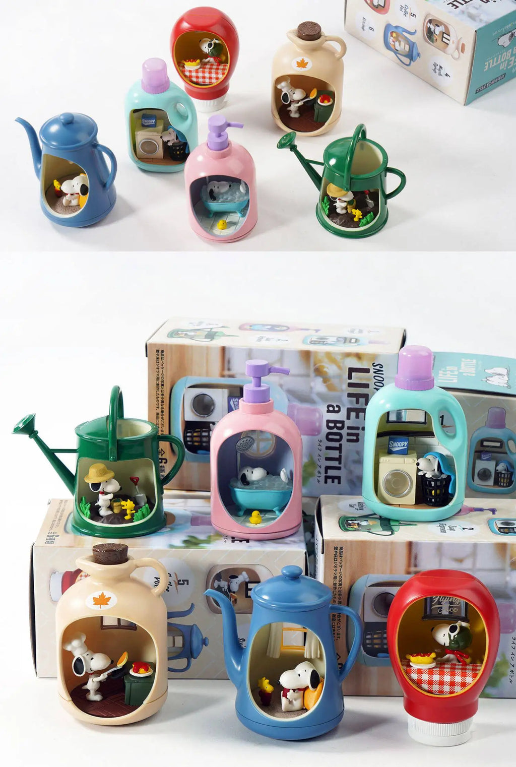 Re-Ment Life in A Bottle Snoopy Mystery Blind Box Geschenke Spielzeugmodell Anime Figuren Sammlerstücke Dekorationen