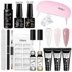 24-teiliges Set 20ml Poly Nail Extension Gel Kit Mini-UV-Lampe Versiegelung mit Basislack Überlack Professionelles Poly-UV-Nagelgel-Kit Starter-Kit