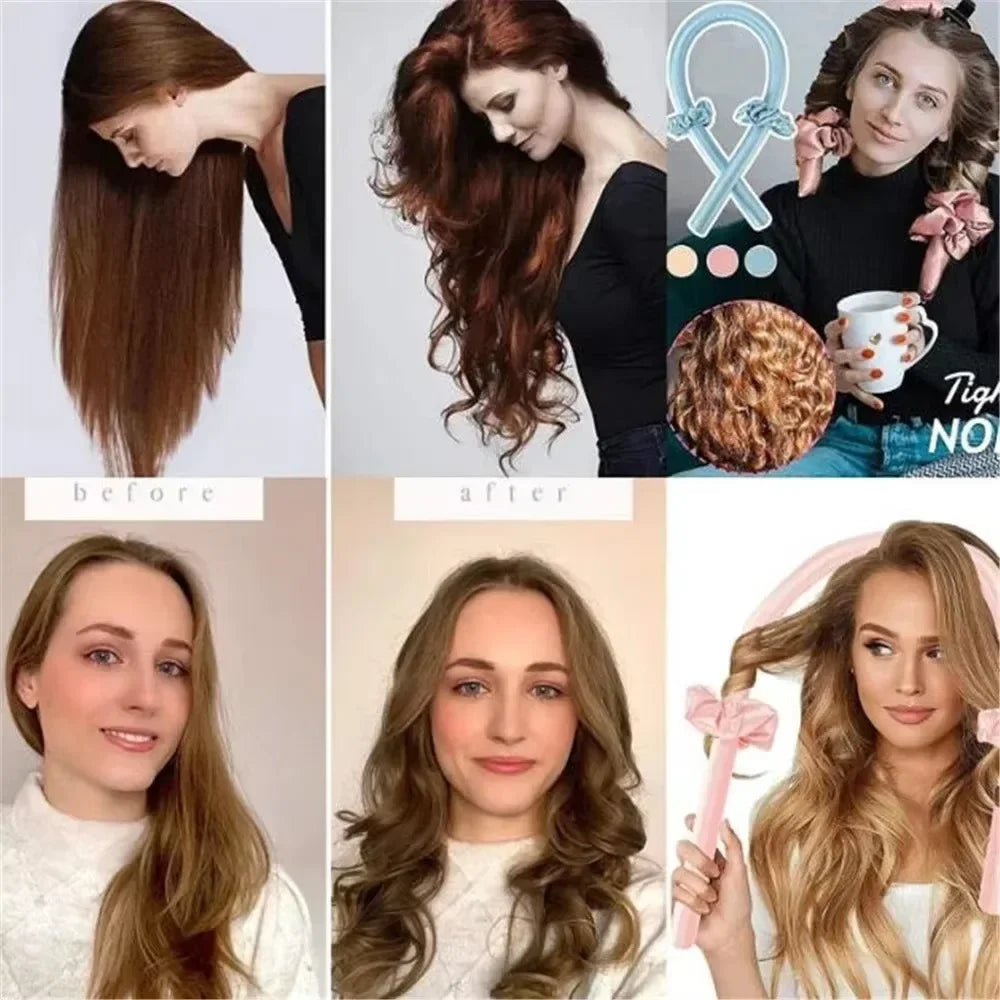 Hitzefreier Lockenstab Nachtmütze ohne Hitze Haarband faule Lockenwickler Stirnband Haarroller Schlafendes weiches Stirnband Haarstyling-Tools