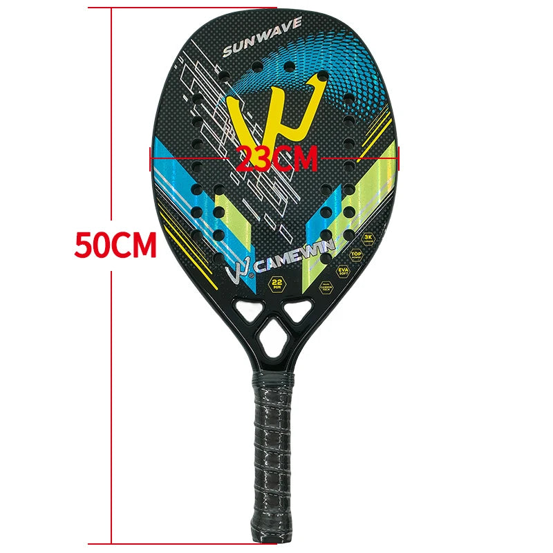 Camewin 3K Beach Tennisschläger Vollcarbon Raue Oberfläche Outdoor-Sport-Schläger für Herren Damen Erwachsene Seniorenspieler 2024 Neu