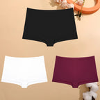 FINETOO 3er-Pack Damen Baumwoll-Boyshorts Atmungsaktive Low-Waist Unifarben Unterwäsche Damen Legere Sport Boxershorts Unterhosen