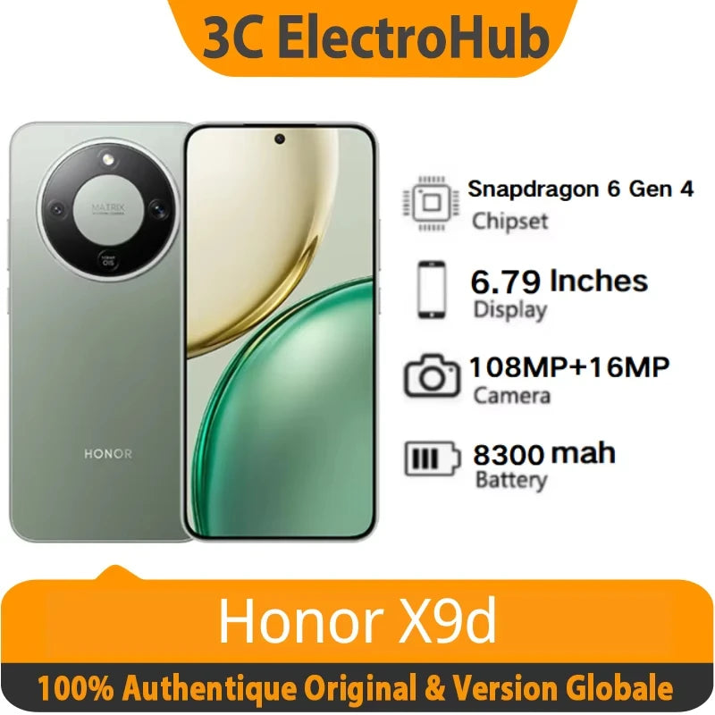 HONOR X9d Globale Version Smartphone 6,79" Display, AMOLED, 8300mAh Akku 108MP Kamera NFC Mobiltelefon