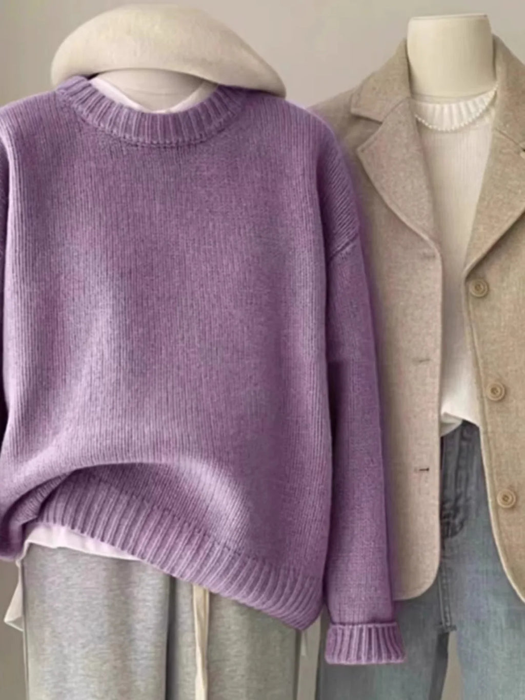 Weicher, wachsartiger Rundhals-Pullover aus 100 % reinem Kaschmir für Damen, lockerer Pullover, Herbst- und Winter-Kurzpullover